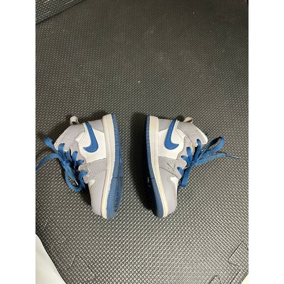 Toddler Nike Air Jordan 1 Mid Shoes ‘Cement/True Blue’ DQ8425 014 - Size 5C - Picture 3 of 6